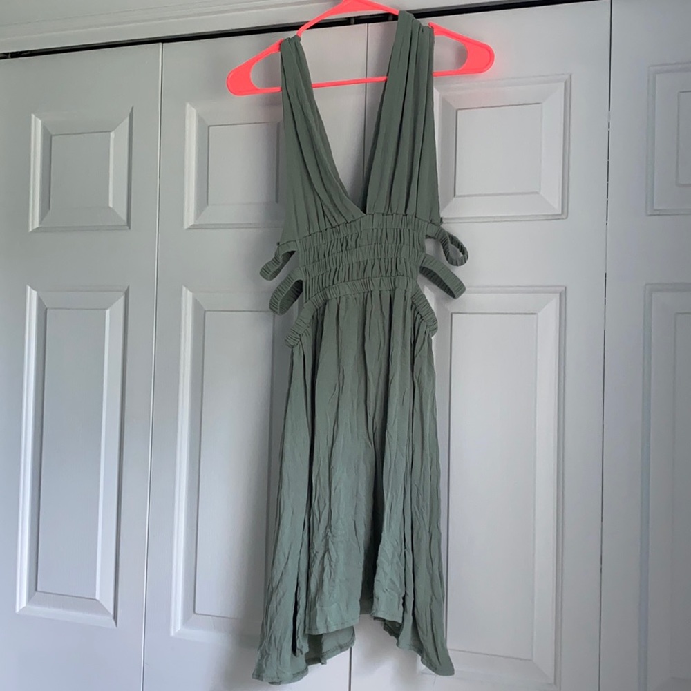 Plunge Neck Open Back Dress